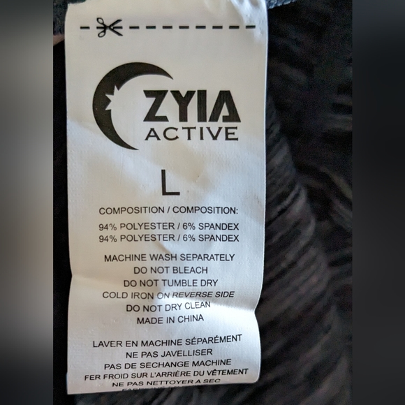 ZYIA Charcoal Split Back Long Sleeve T Size Large NWT - Picture 5 of 5